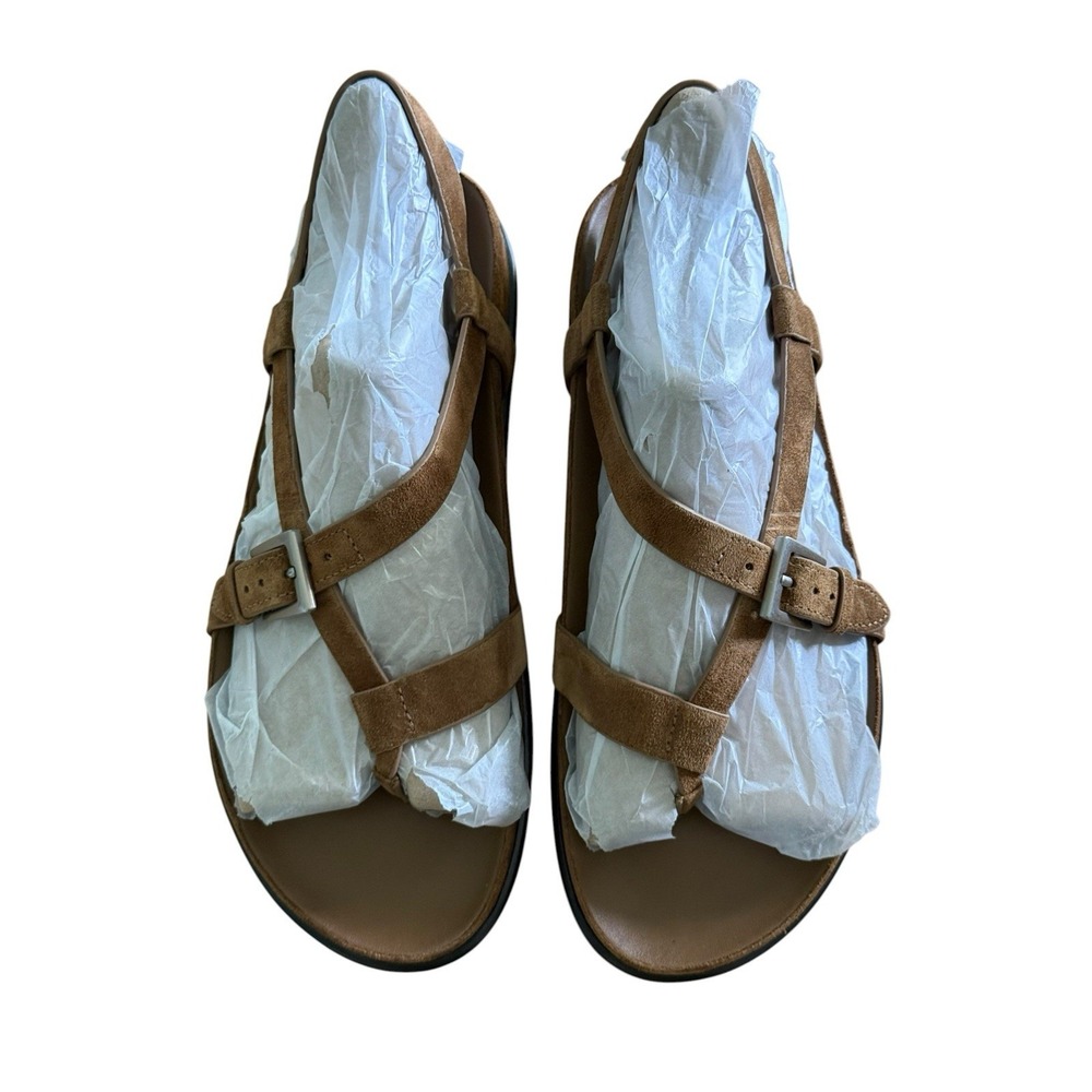Vince Franca Strappy Sandals Womens 7 Brown Leather Suede Buckle Unworn - Picture 4 of 9